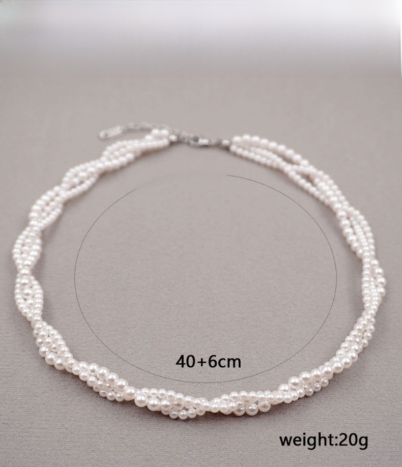 Heb Style Multi-Layer Pearl And Xiaomi Beads Necklace Classic Twisted Chain Layering Artistic Retro Clavicle Chain For Women