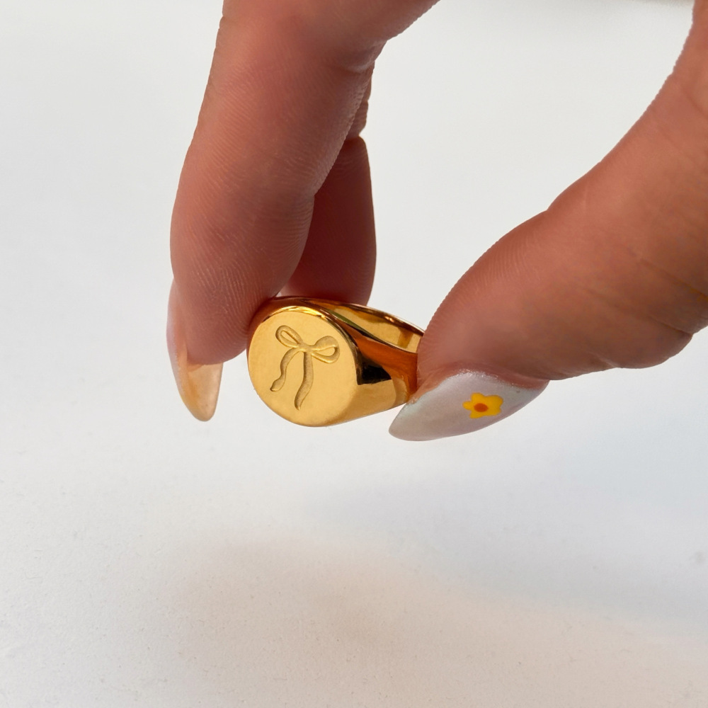 Sweet Style Butterfly Knot Ring Plated Titanium Steel 18K Gold Filled Geometric Pattern Women's Jewelry Accessories