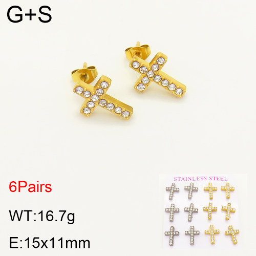 INS New  Fashion Titanium Steel Cross Stud Earrings Women's 18K Gold Stainless Steel Religious Earrings Earrings Niche Design High Earrings