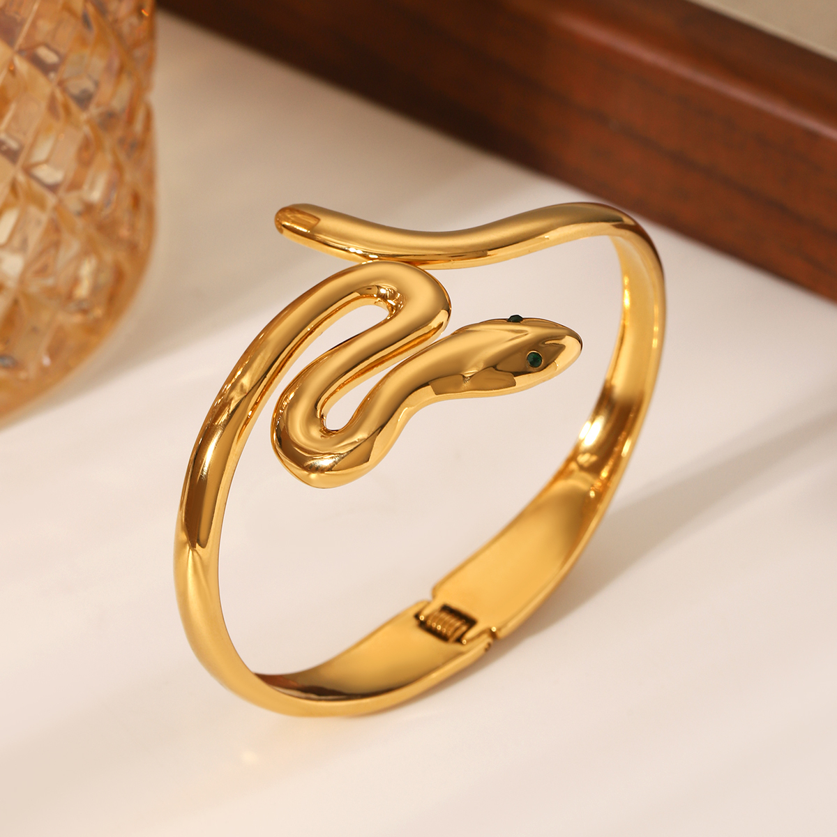 304 Stainless Steel Snake PVD Coated 18K Real Gold Plated Modern Style Artistic Waterproof Non Tarnish Gold Bangle