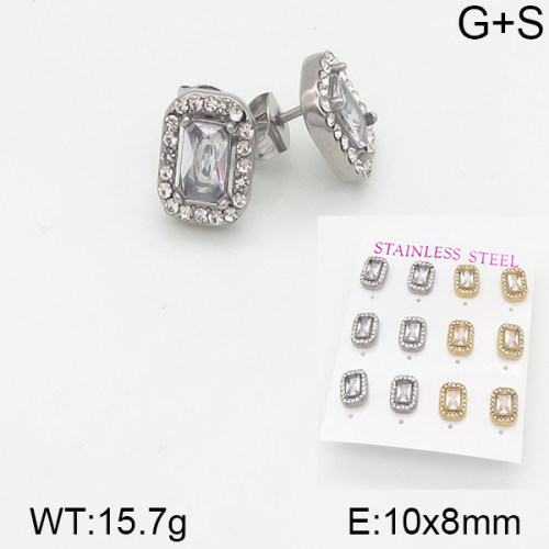 INS New  Fashion Titanium Steel Square Stud Earrings 18K Gold Stainless Steel Love Element Earrings Niche Design High Earrings Women's Stud Earrings