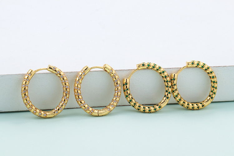 Fashion  Striped Circle Zircon Copper Earring