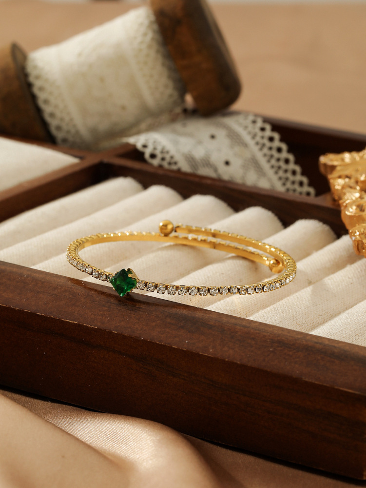 Adjustable Double Layer Titanium Steel Bracelet Full Diamond Stainless Steel Ring Vintage Diamond Jewelry Accessories