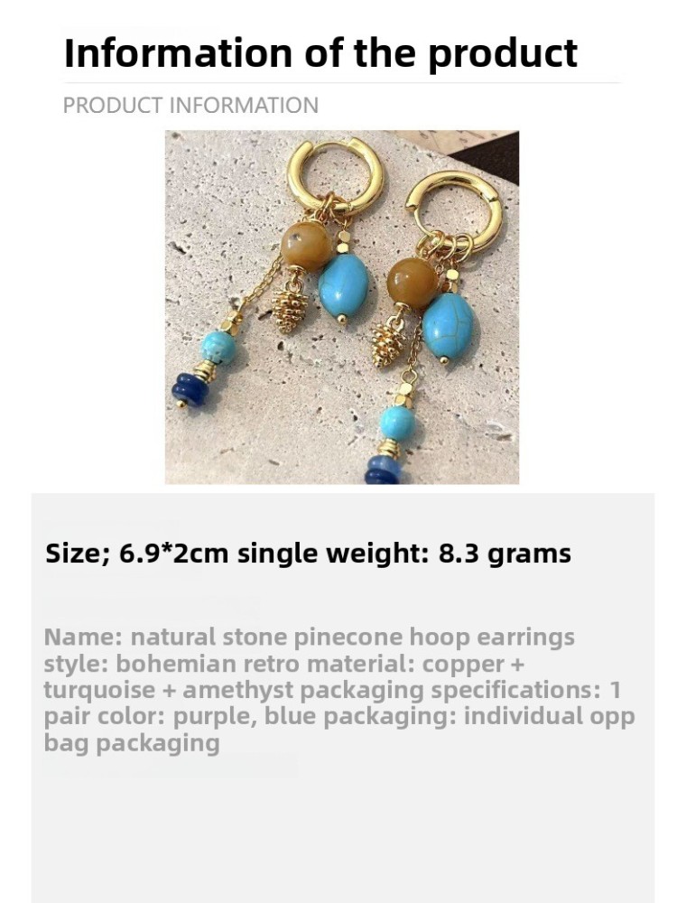 Vintage Pendant Earrings Vacation Travel Accessories Geometric Gold Plated