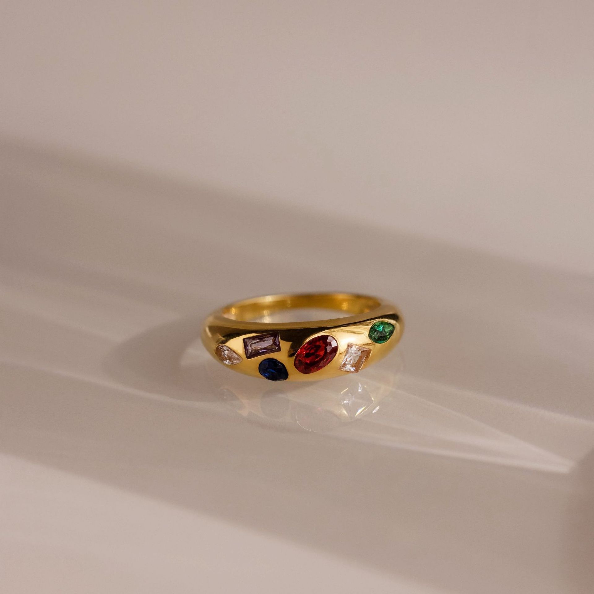 Geometric Irregular Design Dense Color Zircon Ring Advanced Design  Fashion Cool Trendy Manufacturer Batch