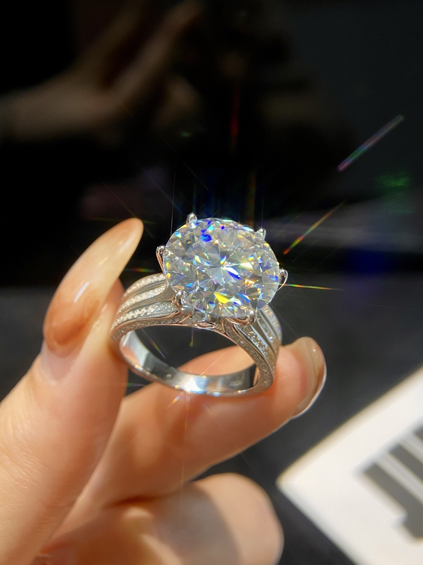 925 Sterling Silver Moissanite Round Rings
