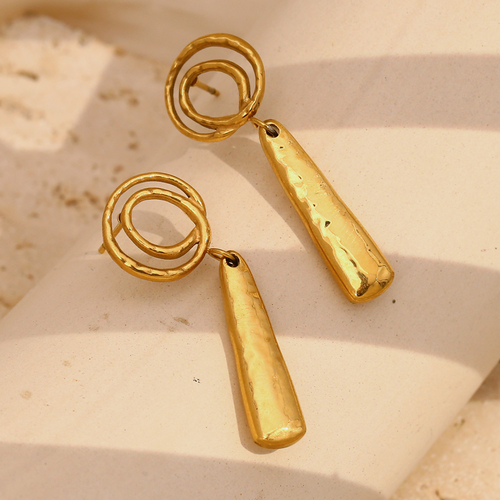 PVD Coated Real Gold Plated Solid Color 304 Stainless Steel Vacation Classic Style Waterproof Non Tarnish Drop Earrings