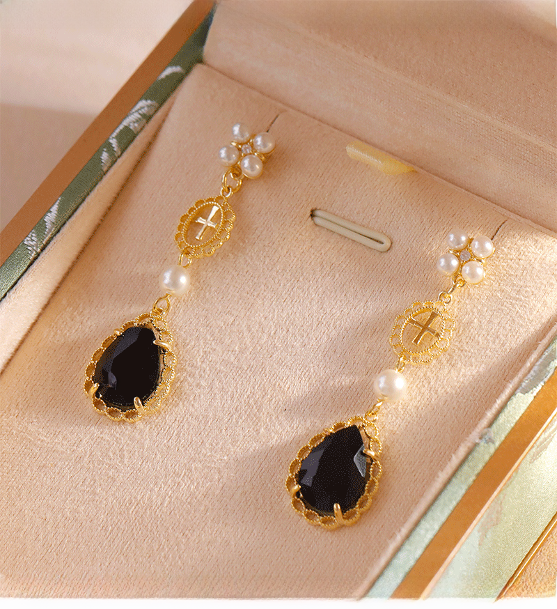 Dream Dance Retro Hong Kong Style Long Pearl Design Earrings National Trend Court Elegant Women's Fashion Jewelry Accessories