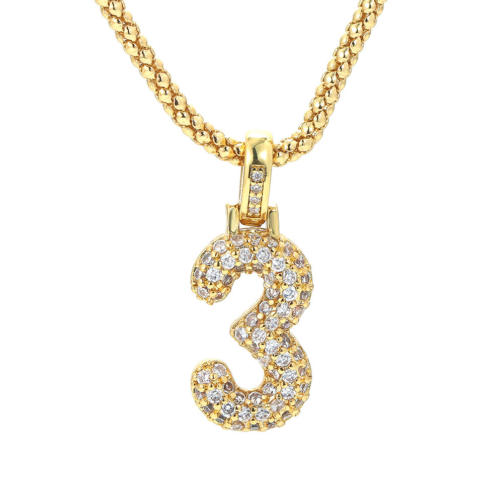 Zircon Popcorn Pendant Necklace Male Hip-hop Clavicle Chain