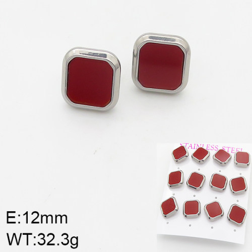 INS New  Fashion Titanium Steel Square Shell Stud Earrings Female 18K Gold Stainless Steel Shell Element Earrings Earrings Niche Design High Earrings