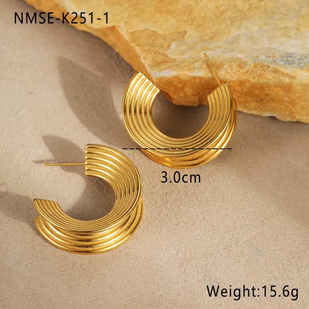 Fashionable Titanium Steel Hoop Earrings Stainless Steel Non-fading Simple French Style Women's Jewelry Accessories
