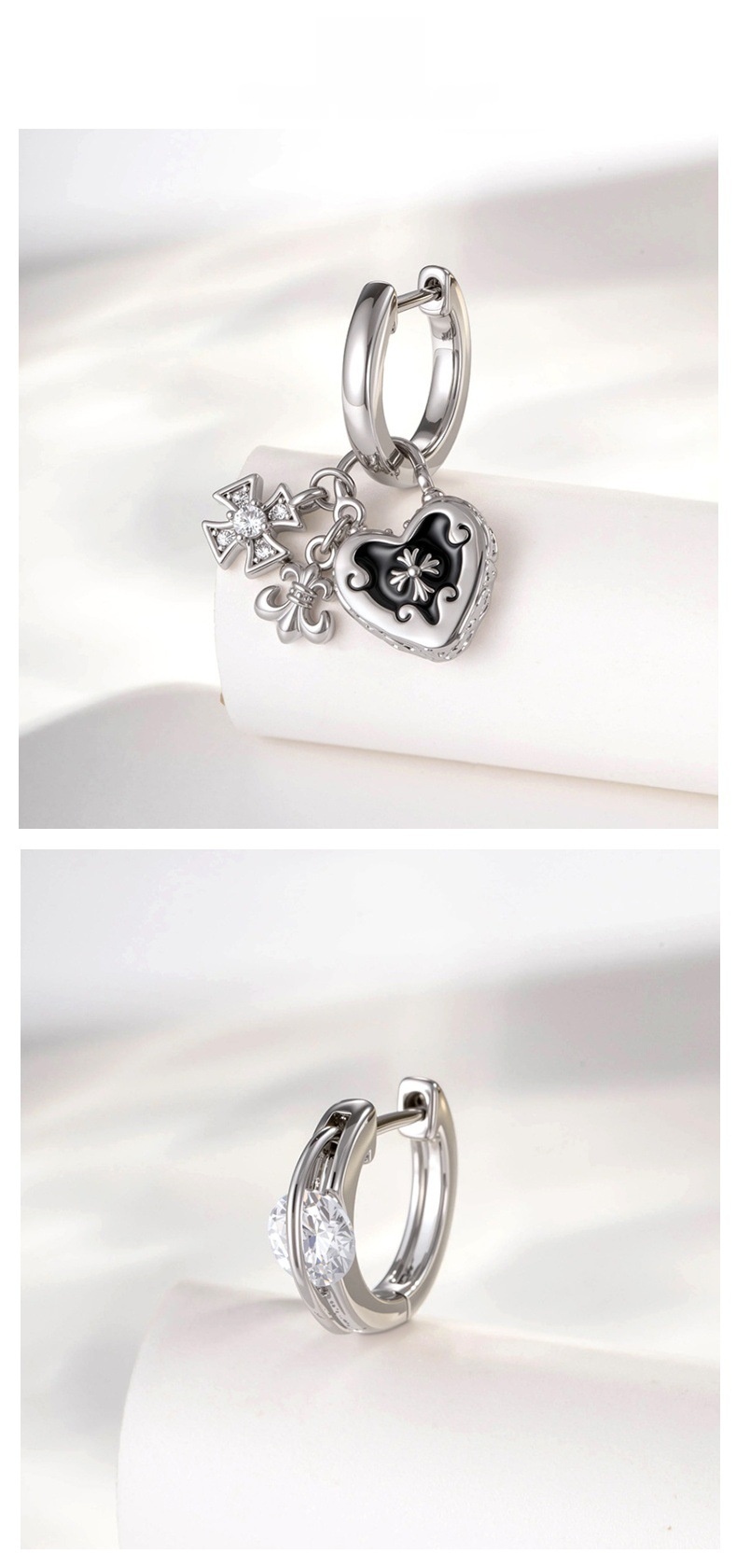 Exquisite Fashion Micro-Set Zirconia Pendant Cat Star Heart Ear Cuff Custom Link Metal Cartoon Style Unisex Piercing Jewelry
