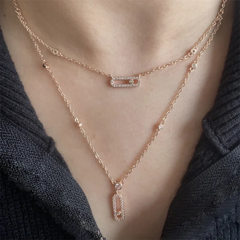 Classic Double Layer Geometric Necklace Earrings Ring Bracelet Set Luxury Fashion Jewelry Accessories For Women