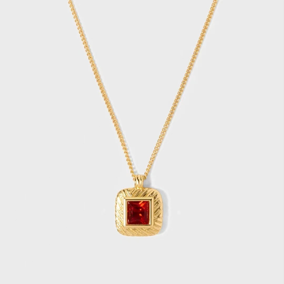 Vintage Square Amethyst Necklace Unique Design Custom Women's Jewelry Accessories Geometric