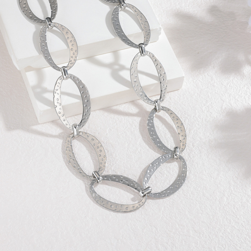 Long Geometric Chain Necklace 18K Gold Plated Stainless Steel European Unisex Jewelry Accessories