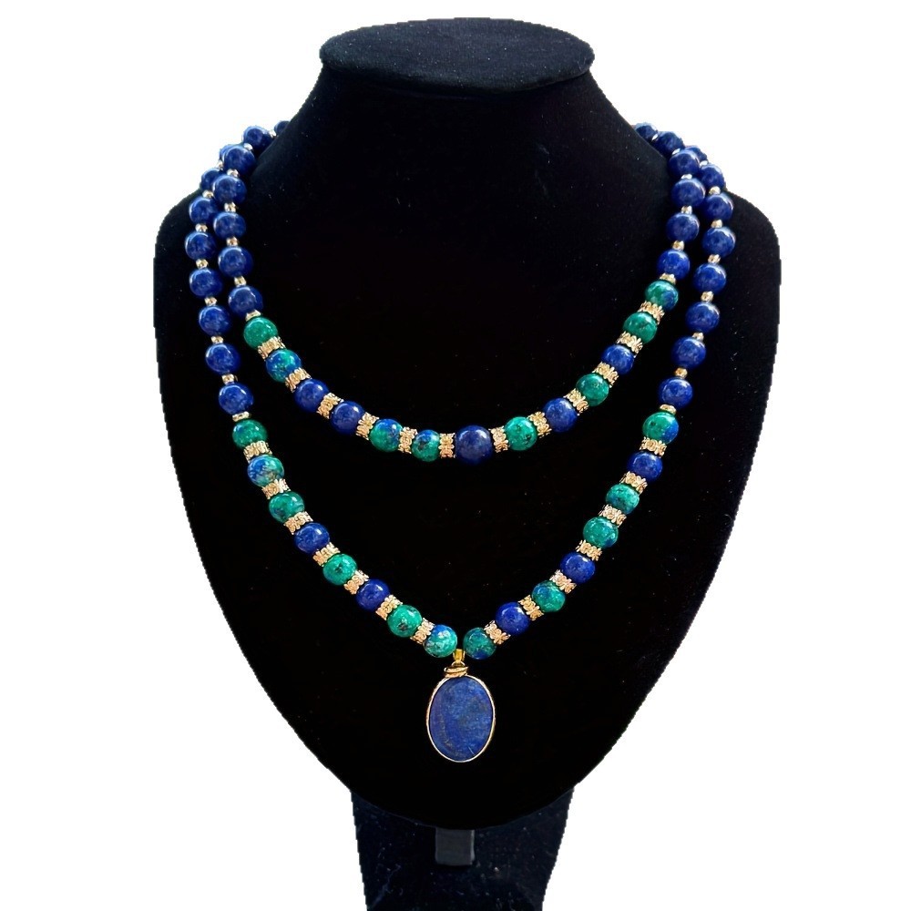 Fashionable Turquoise Pendant Necklace Set Of 2 Elegant Jewelry Accessories Simple Style Geometric Pattern For Women