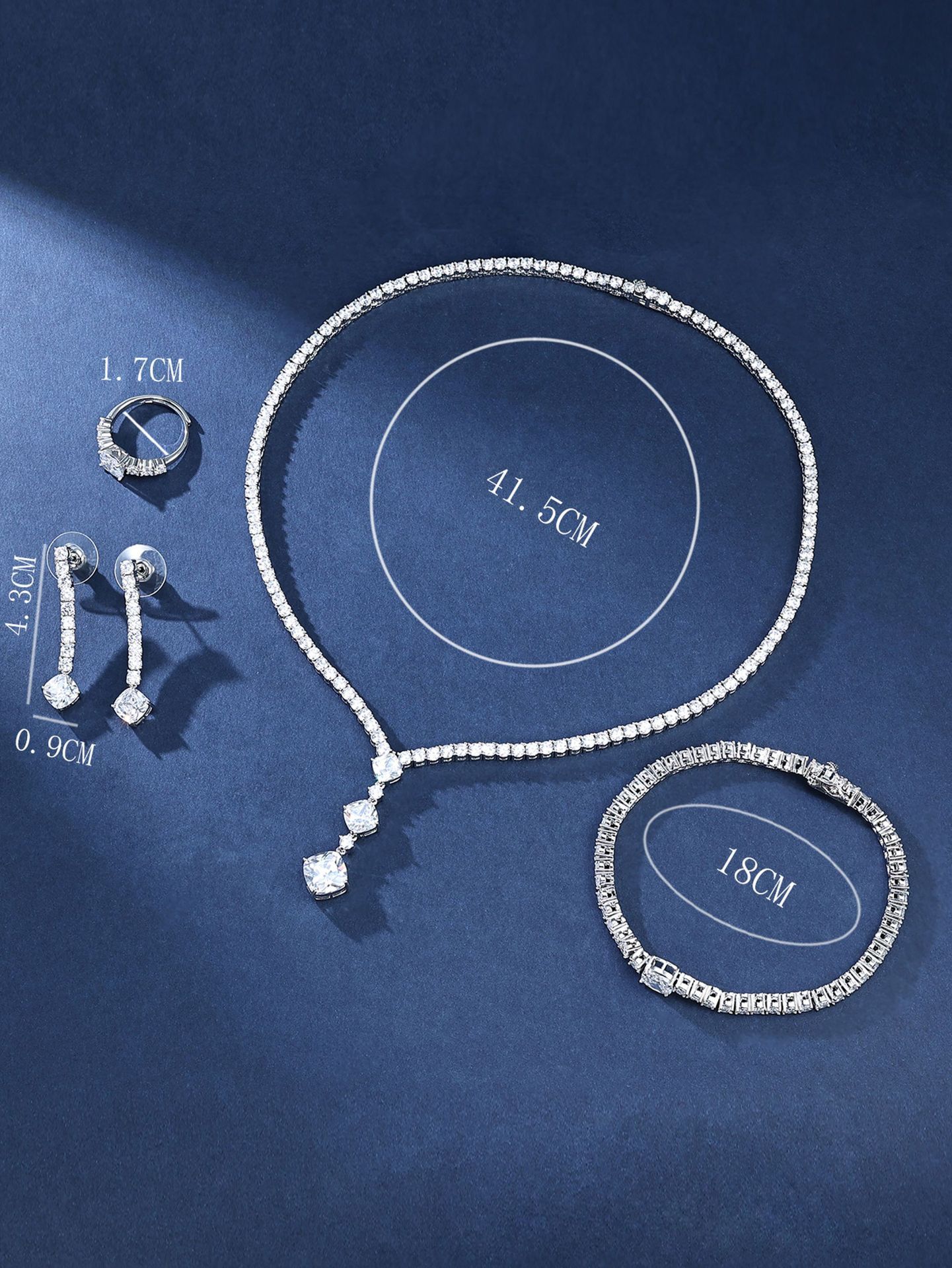Luxurious Diamond Shaped Jewelry Set Original Design Wedding Celebration  Style Complete Four-Piece Kit
