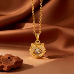 X0871 [Copper Pendant] Smart Little Tiger - Necklace - Gold