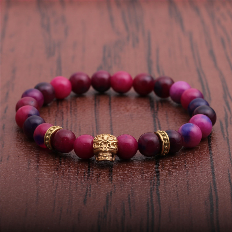 Creative Agate Stone Skull Bracelet