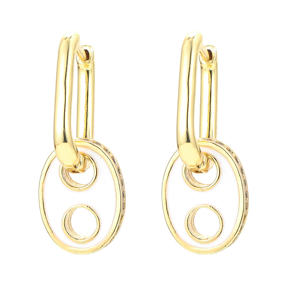 Retro Pig Nose Micro-inlaid Copper Earrings Wholesale