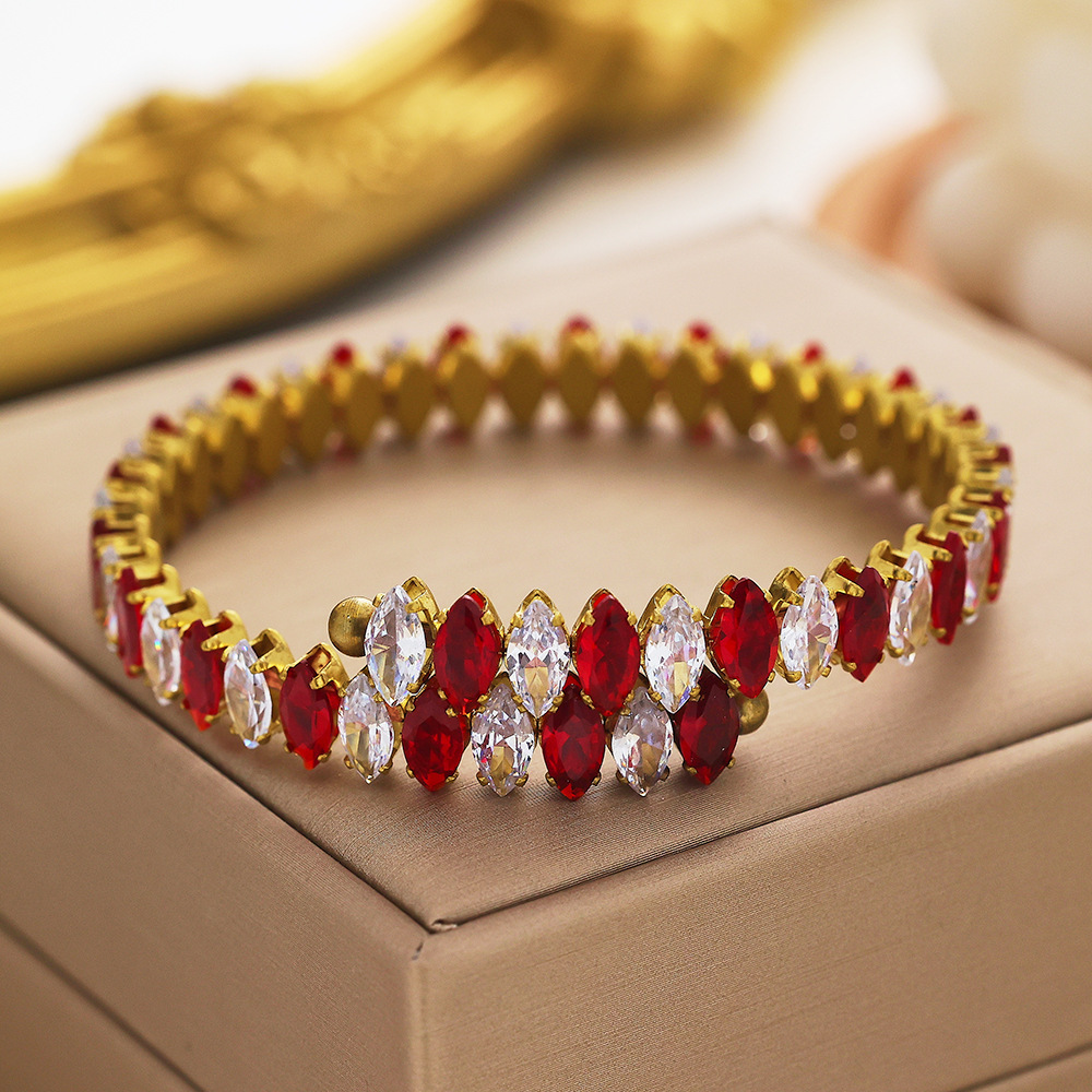 Multicolor Titanium Steel Claw Inlaid Diamond Women's Bracelet Zircon Steel Women's Accessories