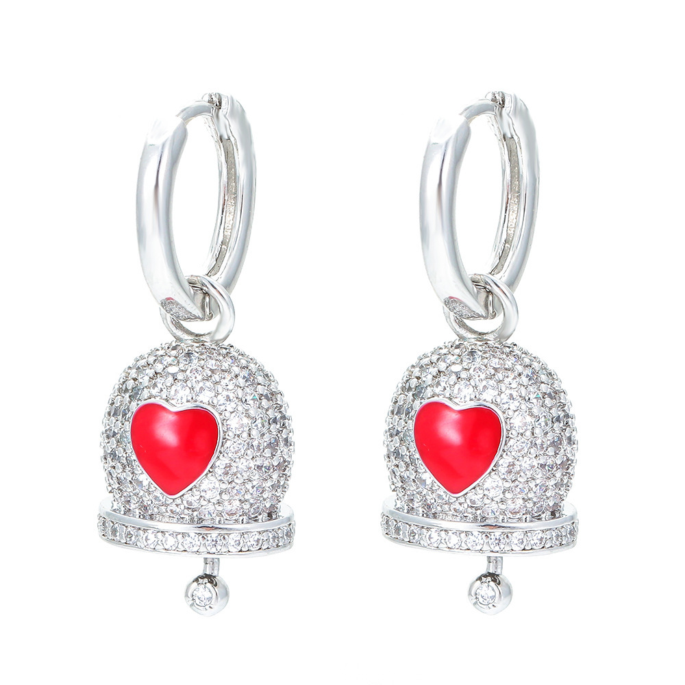 Fashion Bell Copper Drop Earrings Plating Inlay Zircon Copper Earrings