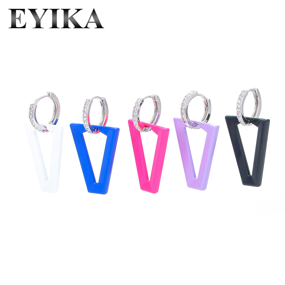 Fashion Irregular Trapezoidal Hollow Copper Earrings