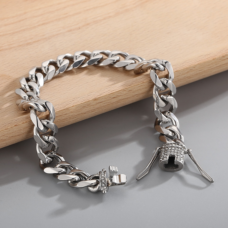 Fashion Geometric Titanium Steel Bracelets Inlay Rhinestones Stainless Steel Bracelets