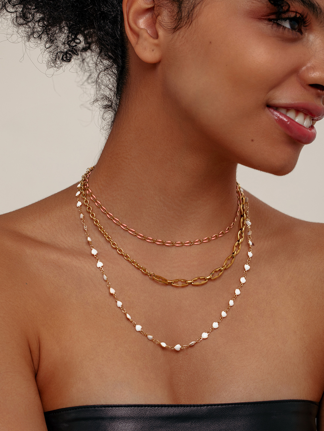 Hot Style Holiday Bohemian Style Clavicle Necklace High-End Temperament Stainless Steel Gold-Plated Color-Preserving Necklace