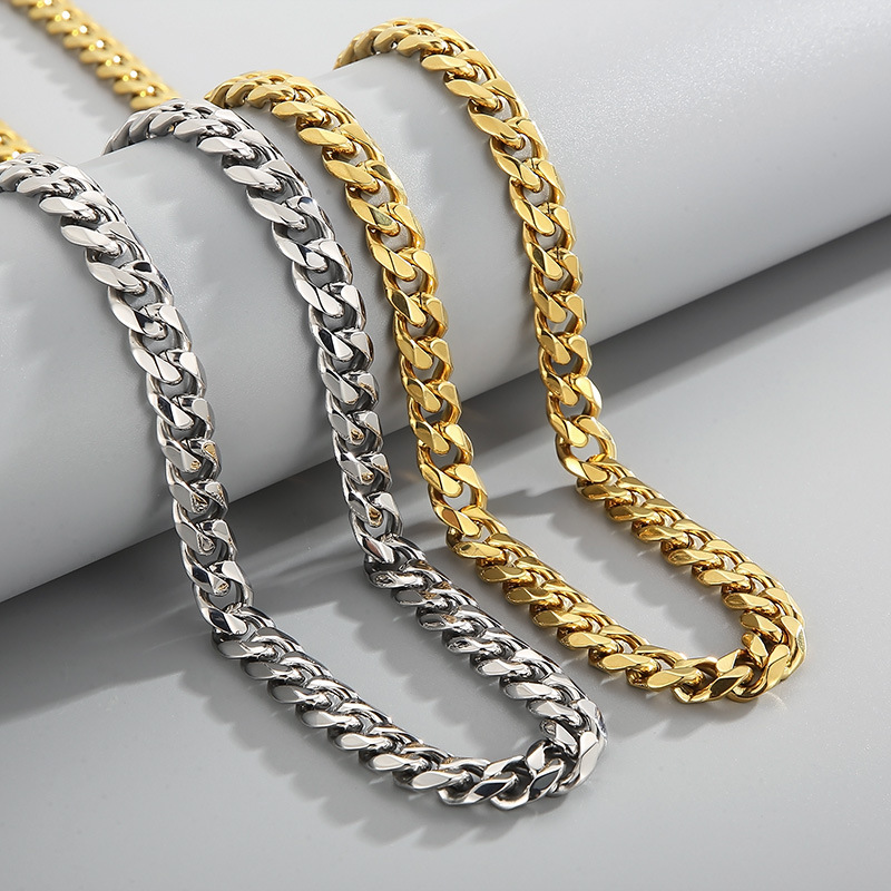 Fashion Geometric Stainless Steel Necklace Inlay Rhinestones Stainless Steel Necklaces