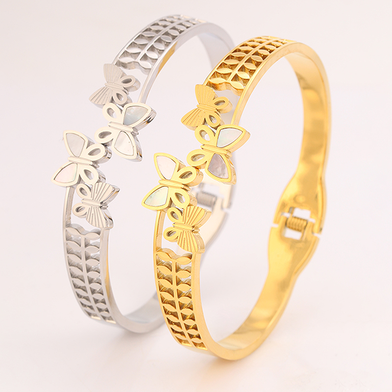 PVD Coated Real Gold Plated Solid Color 304 Stainless Steel Elegant Simple Style Classic Style Waterproof Non Tarnish 304 Stainless Steel Bangle
