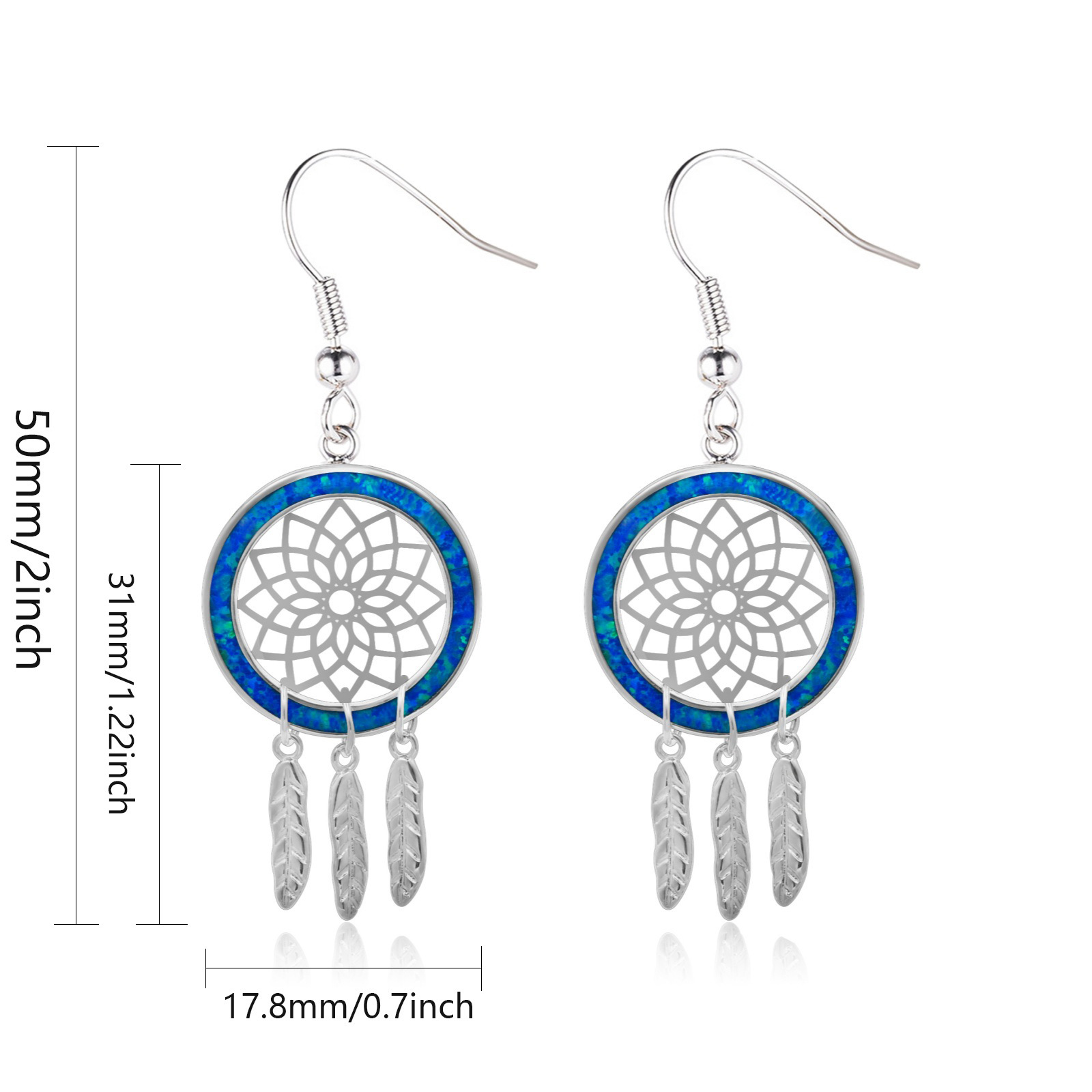 Oceanic Dream Weaving Opal Earrings Beach Girl Sweet Style Geometric Pattern Copper Jewelry Accessories