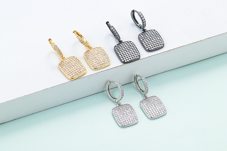 Fashion Geometric Plating Copper Charm Sleeper Hoop Earrings Earrings