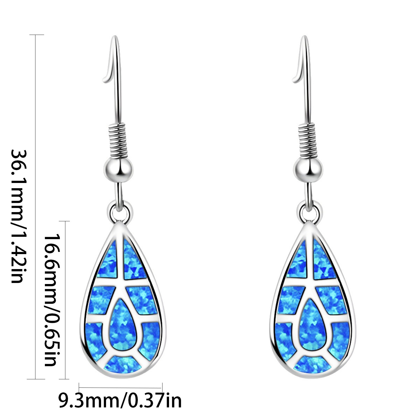 European Style Opal Waterdrop Shaped Earrings Simple Design Copper Material Jewelry Accessories Drop Earrings