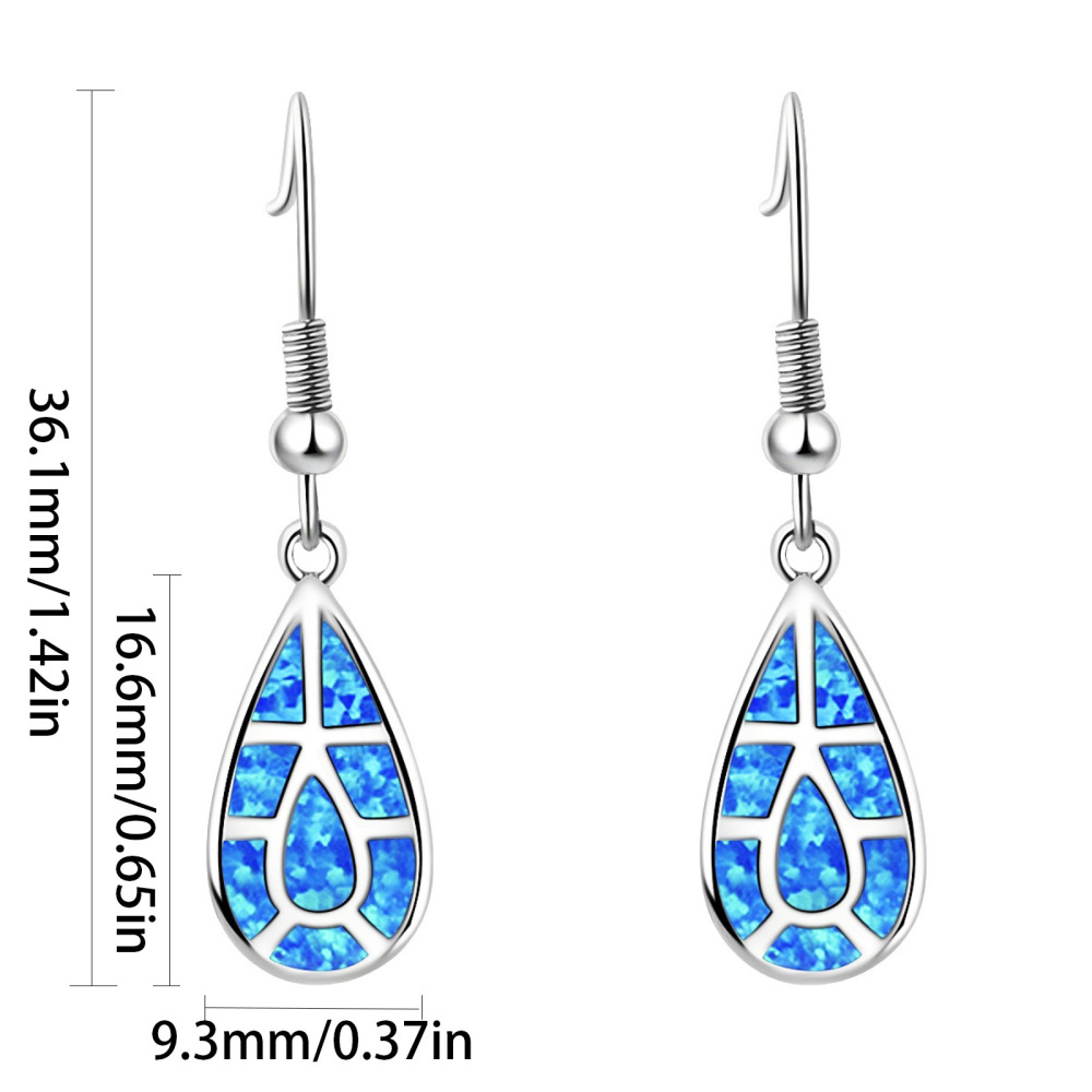 European Style Opal Waterdrop Shaped Earrings Simple Design Copper Material Jewelry Accessories Drop Earrings