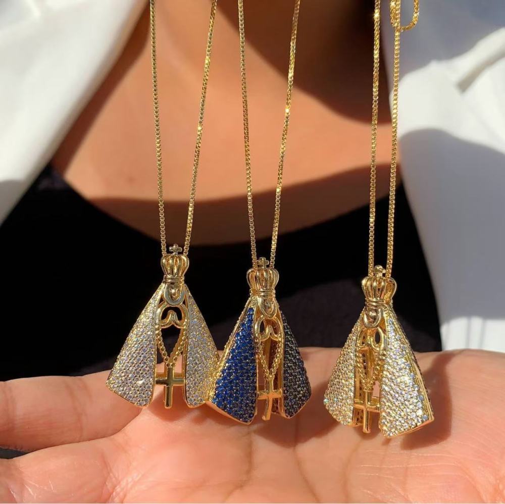 Water Plated Nickel-Free Eco-Friendly 18k Gold Luxury Light Luxury Virgin Mary Pendant Stainless Steel Chain Women's Jewelry Accessories