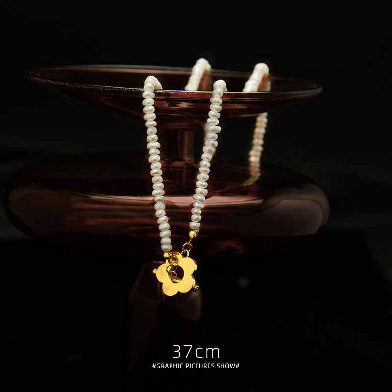 PVD Coated Real Gold Plated 18K Gold Flower 304 Stainless Steel French Style Waterproof Non Tarnish Choker