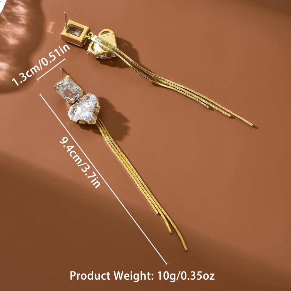 14K Gold Plated Luxury Design Tassel Earrings Women High-End Versatile Trendy Ear Jewelry Heart Shaped Fashion Accessories