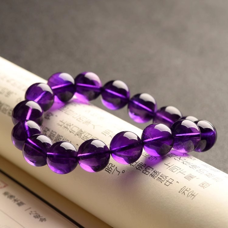 Natural Grade Collectible 7A Purple Quartz Bracelet For Women Deep Violet Single Circle Crystal Bracelets Geometric Pattern