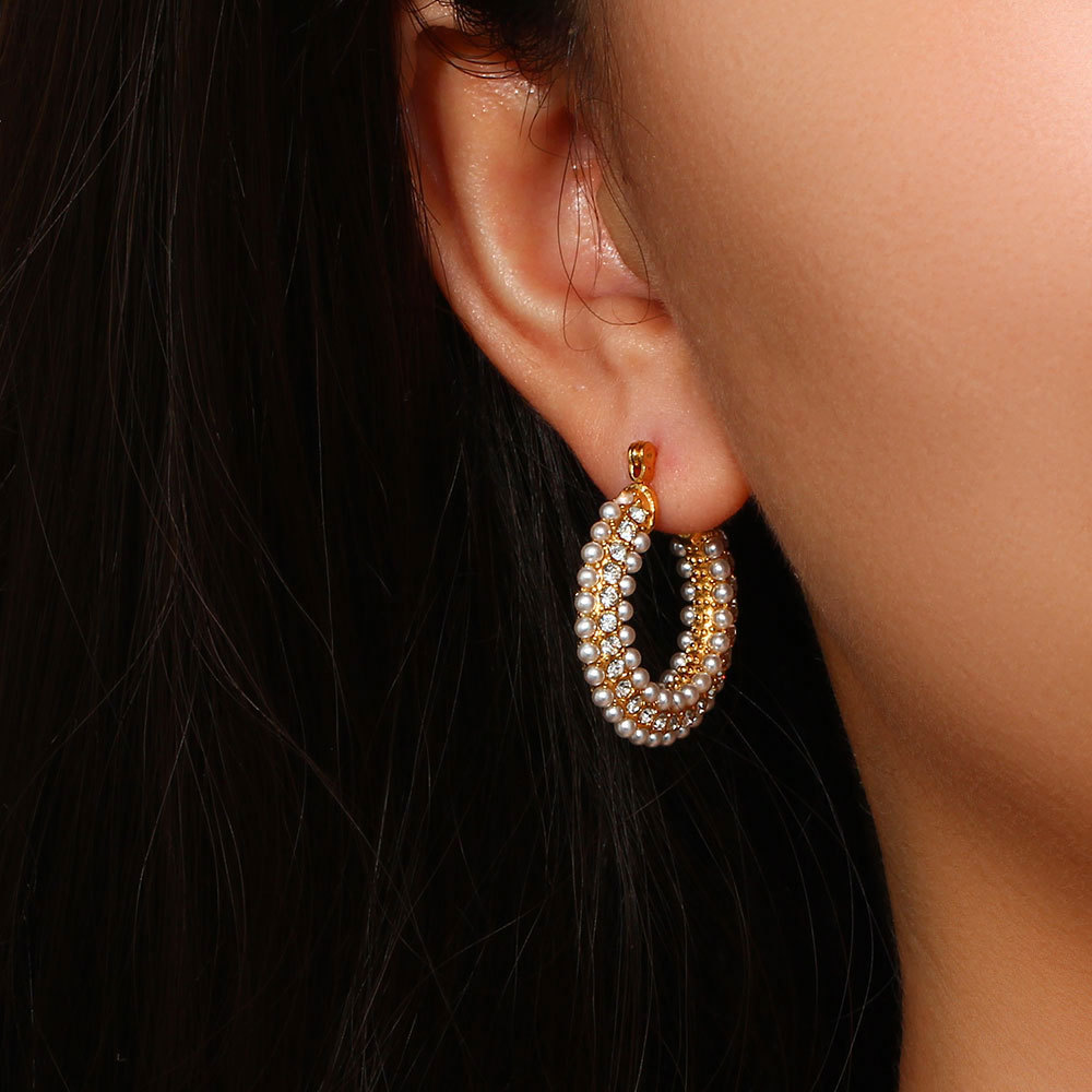 PVD Coated Real Gold Plated 18K Gold Geometric 304 Stainless Steel Fashion Waterproof Non Tarnish Hoop Earrings