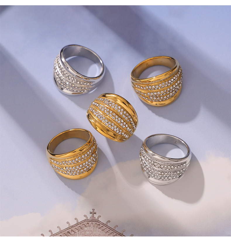 PVD Coated Real Gold Plated 18K Gold Circle Round 304 Stainless Steel Simple Style Classic Style Waterproof Non Tarnish Rings