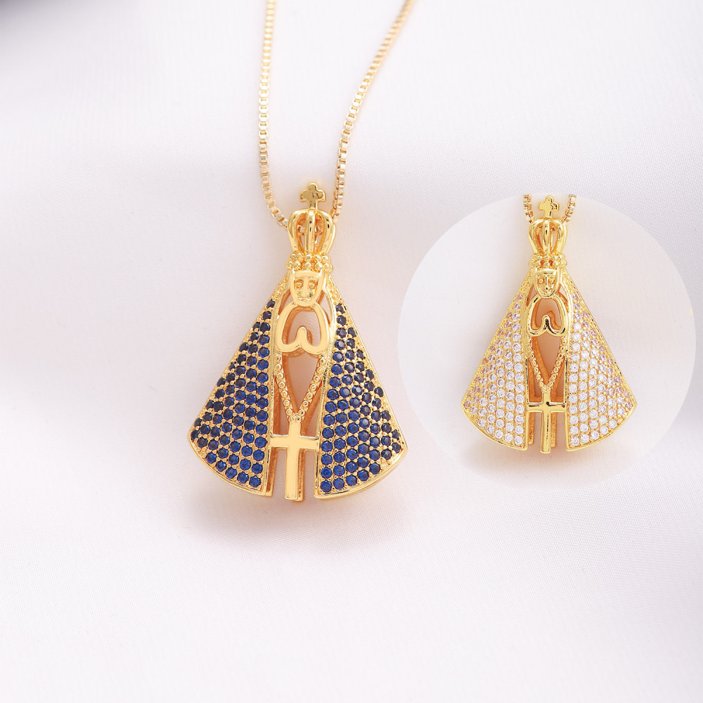 Water Plated Nickel-Free Eco-Friendly 18k Gold Luxury Light Luxury Virgin Mary Pendant Stainless Steel Chain Women's Jewelry Accessories