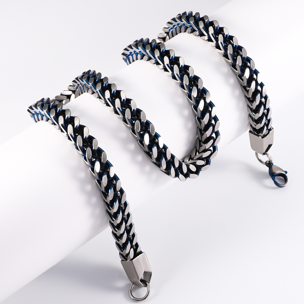 304 Stainless Steel Spliced Tassel Thick Chain 8MM Dragon Bone Necklace Men's Bold Trendy Straight Hair Accessories Wholesale