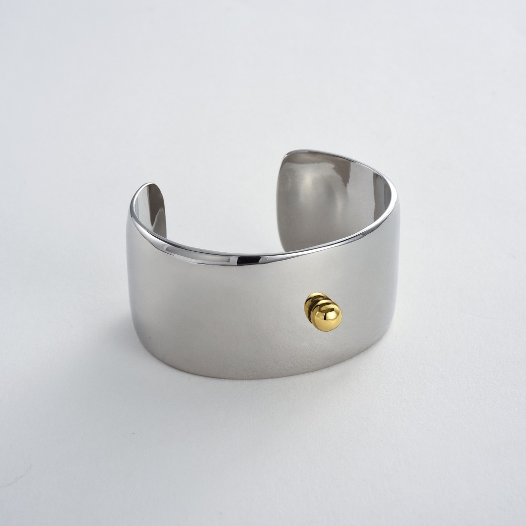 Trendy Couple Open Hand Rings Wide Face Color Block Gold And Silver Simple Style Retro Design For Personality Fashion Accessories