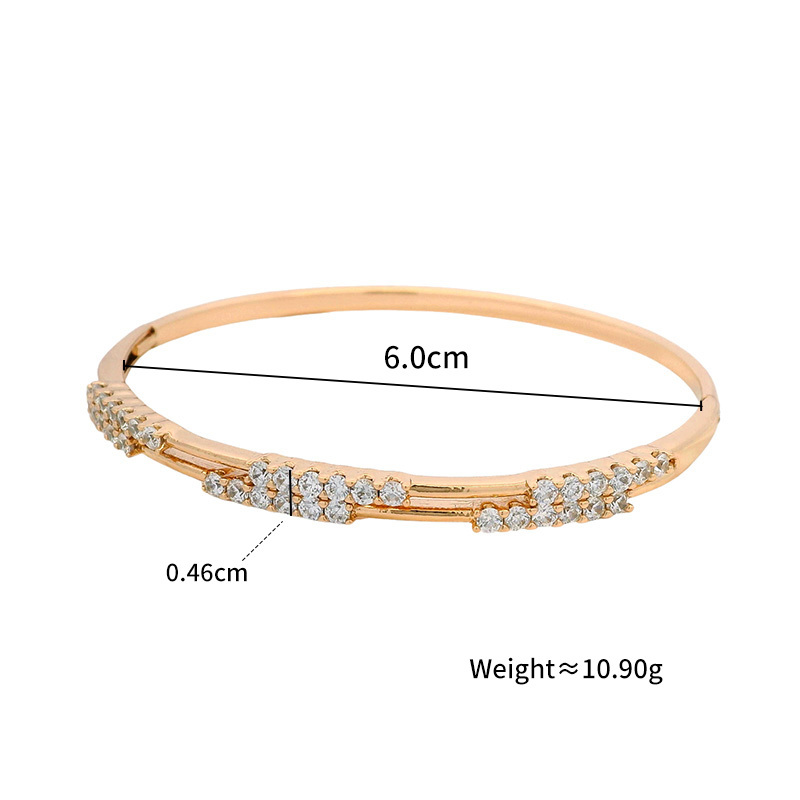 Elegant Double Row Zirconia Embedded Bracelet Classic Simple Stylish Daily Commute  Style Copper Alloy