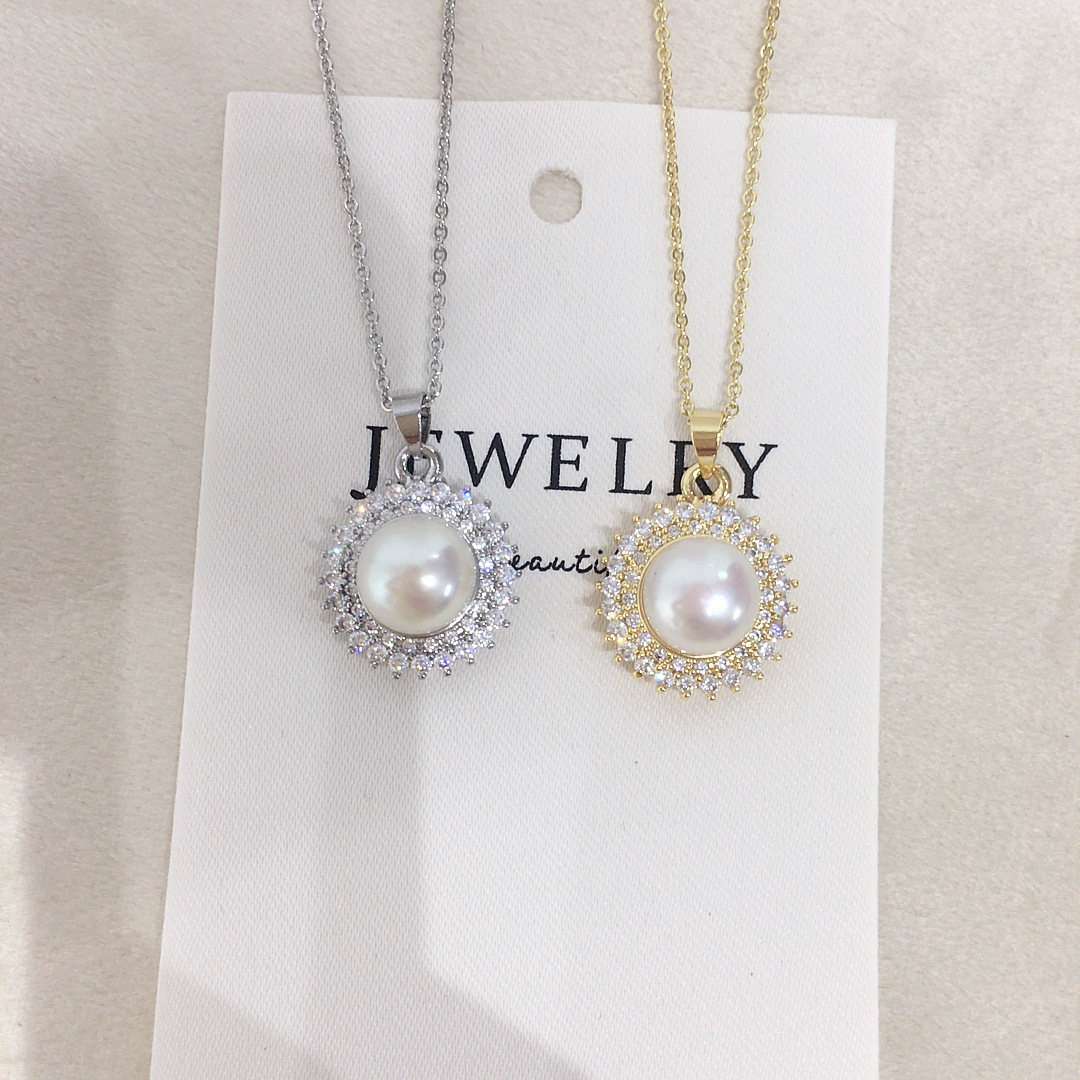 Sunflower Pearl Jewelry Large Spot Non-Nucleated Freshwater Pearl Pendant Necklace Genuine Gold Color Retention Accessories