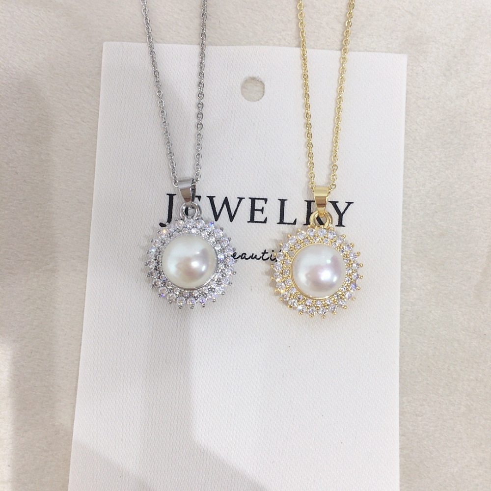 Sunflower Pearl Jewelry Large Spot Non-Nucleated Freshwater Pearl Pendant Necklace Genuine Gold Color Retention Accessories