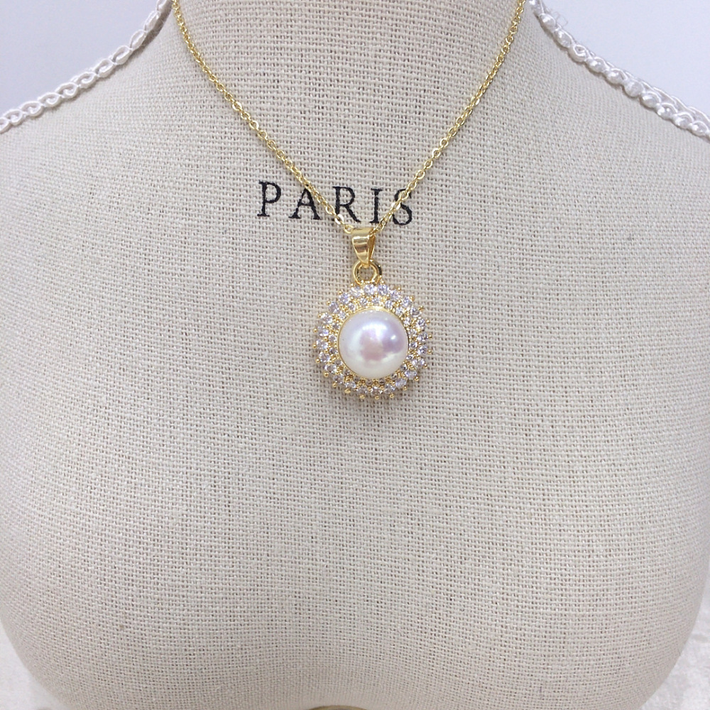 Sunflower Pearl Jewelry Large Spot Non-Nucleated Freshwater Pearl Pendant Necklace Genuine Gold Color Retention Accessories