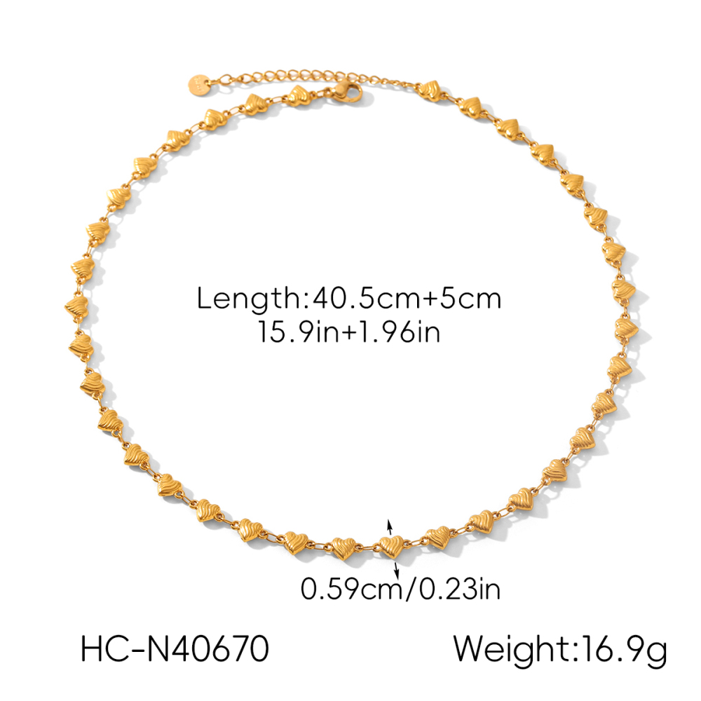 INS Style Stainless Steel Heart Necklace Non-Fading 18K Gold Shell Collarbone Chain Titanium Steel Jewelry  Accessories