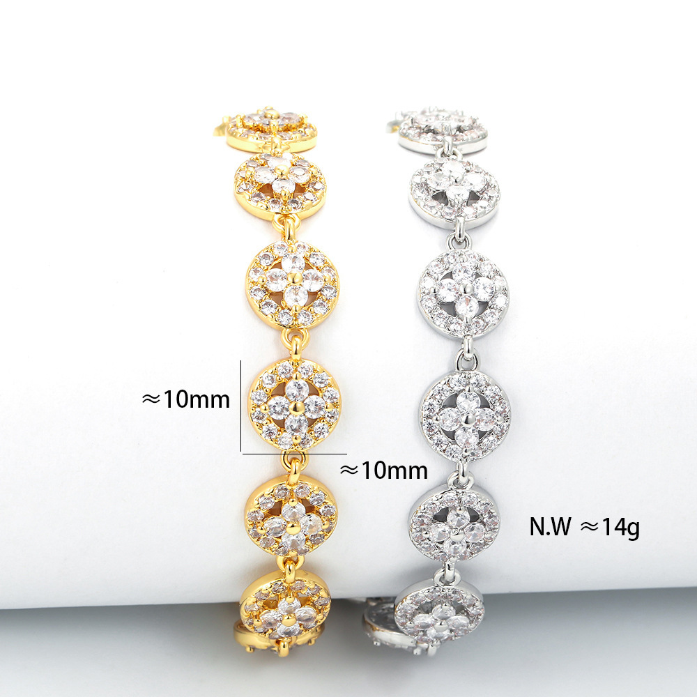 Fashion Simple Geometric Petal Copper Inlaid Zircon Bracelet Wholesale